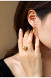 11mm Golden South Sea Pearl & Emerald Ring in 18K Yellow Gold