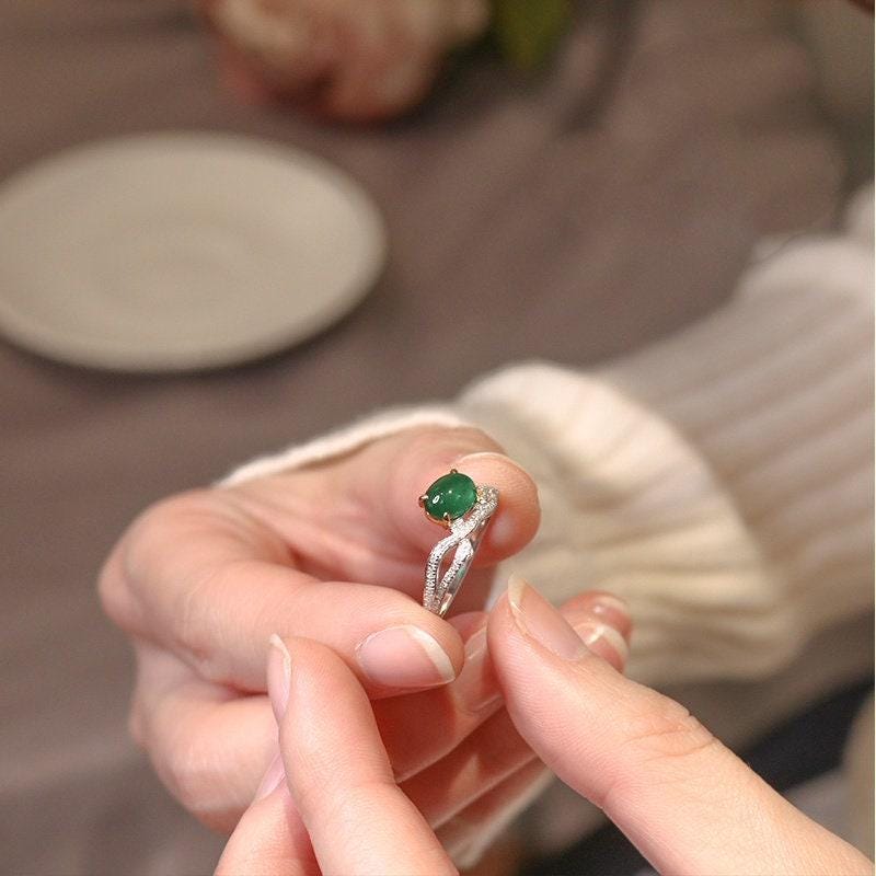 1ct Emerald with Diamond Engagement Ring in 18K Gold
