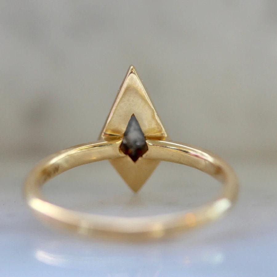 Grey Kite Rose Cut Salt & Pepper Diamond Ring | 18K Yellow Gold Ring | Galaxy Diamonds Ring