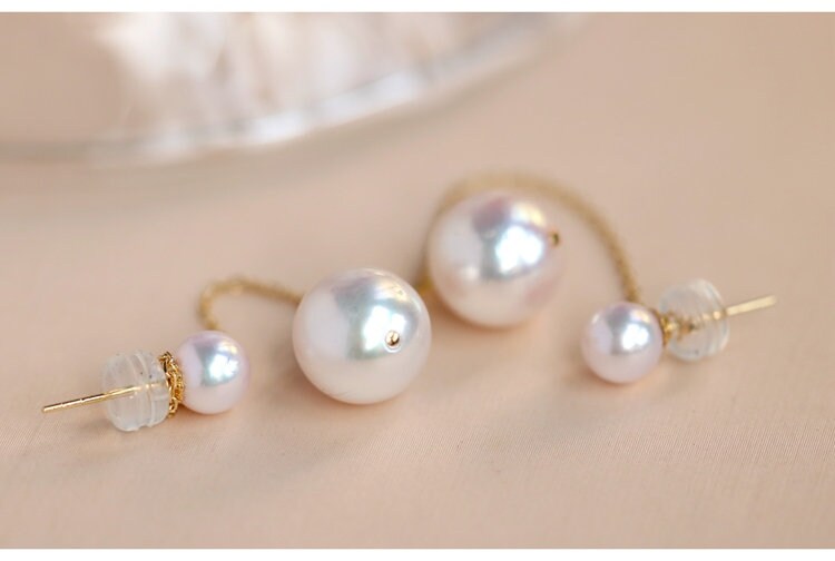 10mm Japan Akoya Pearl Drop Earrings - 18K Yellow Gold
