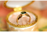 Green Tourmaline & Diamond Ring - 18K Yellow Gold Vintage Design