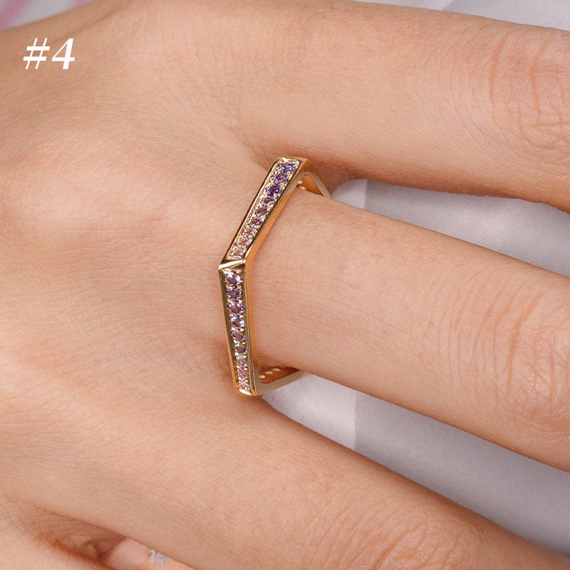 Pave Set Sapphire Rectangle Band - 18K Yellow Gold