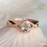 Champagne Morganite Teardrop Ring in 18K Rose Gold