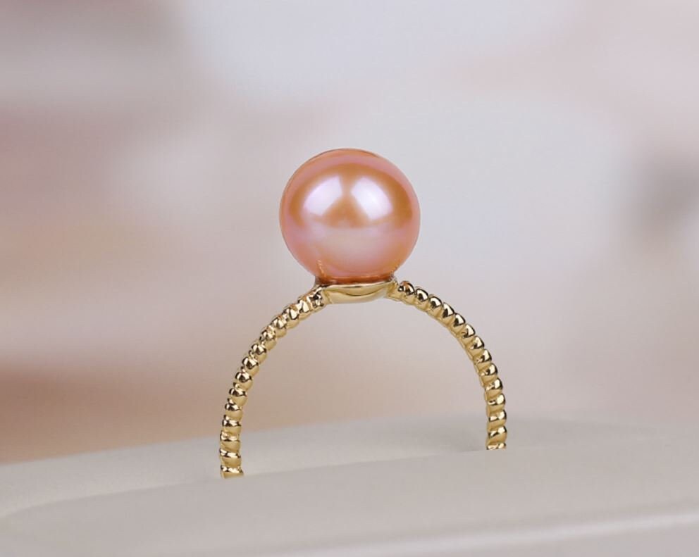Japan Akoya Pearl 18K Yellow Gold Twisted Ring