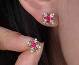 Hot Pink Spinel 18K Rose Gold Studs Earrings