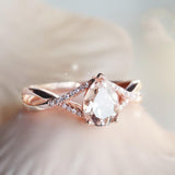 Champagne Morganite Teardrop Ring in 18K Rose Gold