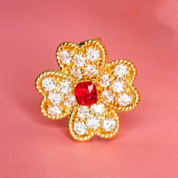 Plum Blossom Jedi Spinel 18k Pendants with Diamond