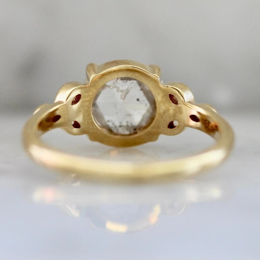 1.5ct Icy Round Rose Cut Diamond 18K Gold Wedding Ring