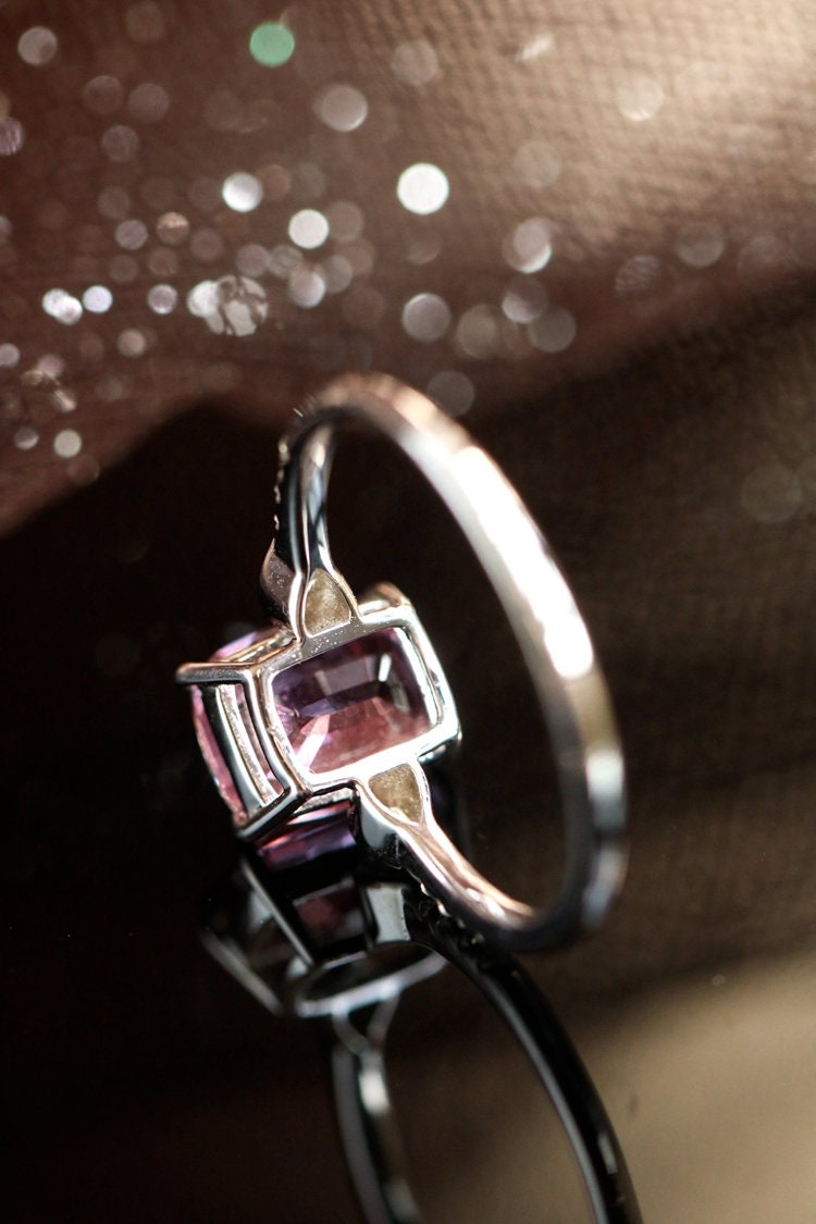 1.03ct Pinkish Spinel & Diamond Ring in 18K White Gold