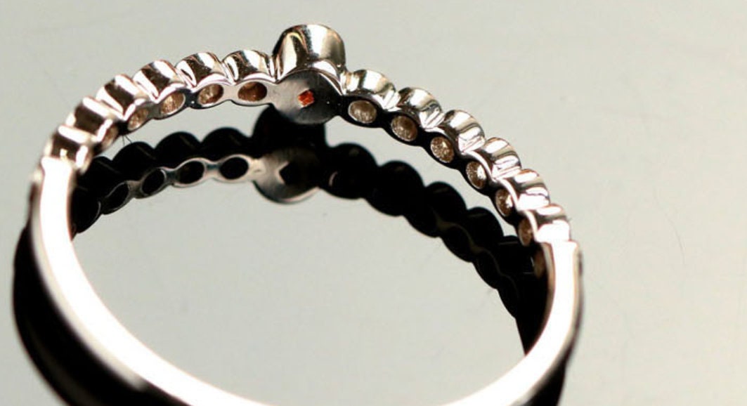 Pink Diamond  White Diamond 18K White Gold Ring - Two Tone Heart Jewelry
