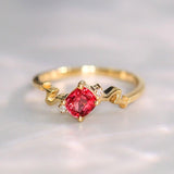 Red Spinel Cushion Twisted Ring - 18K Yellow Gold