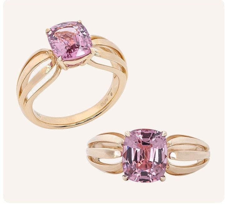 6 Style + Purple Spinel 18k Gold Statement Ring - Retro Design