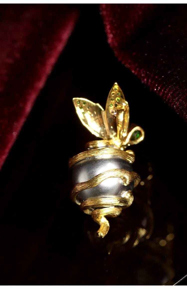 Plant Inspired Tsavorite Italian Crafted Necklace - 18K Two Tone Gold