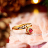 Spinel & Diamonds 18K Gold Chevron Ring
