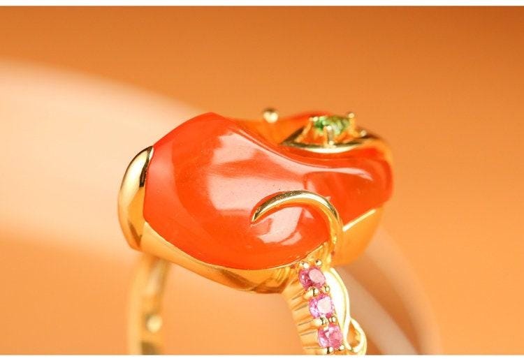 5.1ct Fire Opal Ruby Ring - 18K Yellow Gold