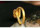 Lapis Lazuli Engraved Totem Ring in 22K Gold – Antique Vintage Design