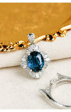 2ct Sapphire Halo Diamond 18K White Gold Ring - Two in One Jewelry