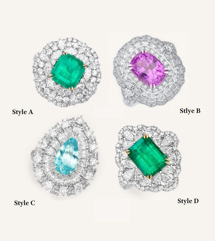 Art Deco Paraiba Tourmaline & Emerald Ring in Platinum 950