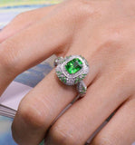 1.58ct Tsavorite Cushion-Cut Statement Ring – 18K White Gold
