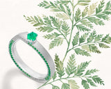 Hexagon Cut Emerald & Tsavorite Ring in Matte Finish Platinum 950