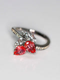 Padparadscha Sapphire Teardrop Cut & Diamonds Ring in 18K White Gold
