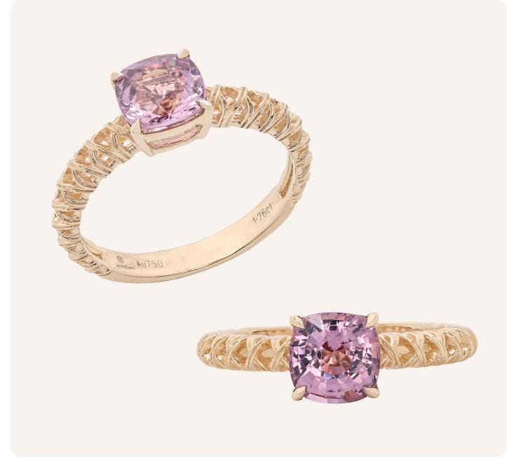 6 Style + Supeier Purple Spinel 18K Gold Ring - Hollow Out Design