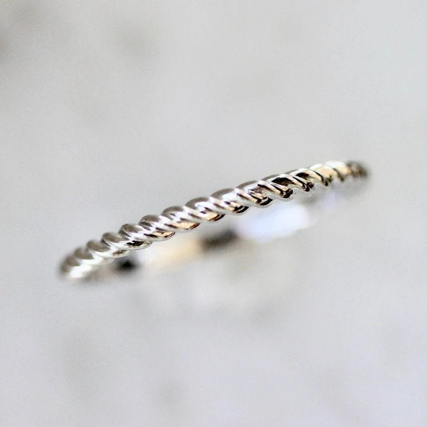 Rope White Gold Band Ring in 18K White Gold