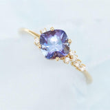 Lavander Tanzanite Ring in 18K Yellow Gold