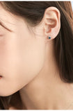 Blue Sapphire & Halo Diamond Studs in 18K White Gold