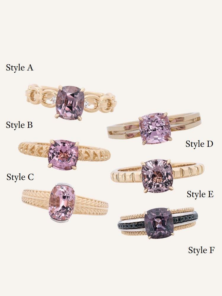 6 Style + Supeier Purple Spinel 18K Gold Ring - Hollow Out Design