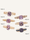 6 Style + Supeier Purple Spinel 18K Gold Ring - Hollow Out Design