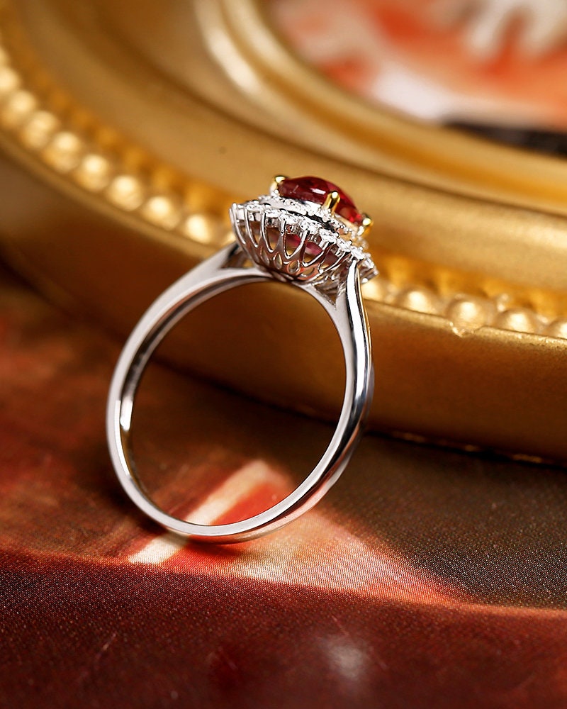 1.5ct Pigeon Blood Ruby Ring with Diamonds in 18K White Gold