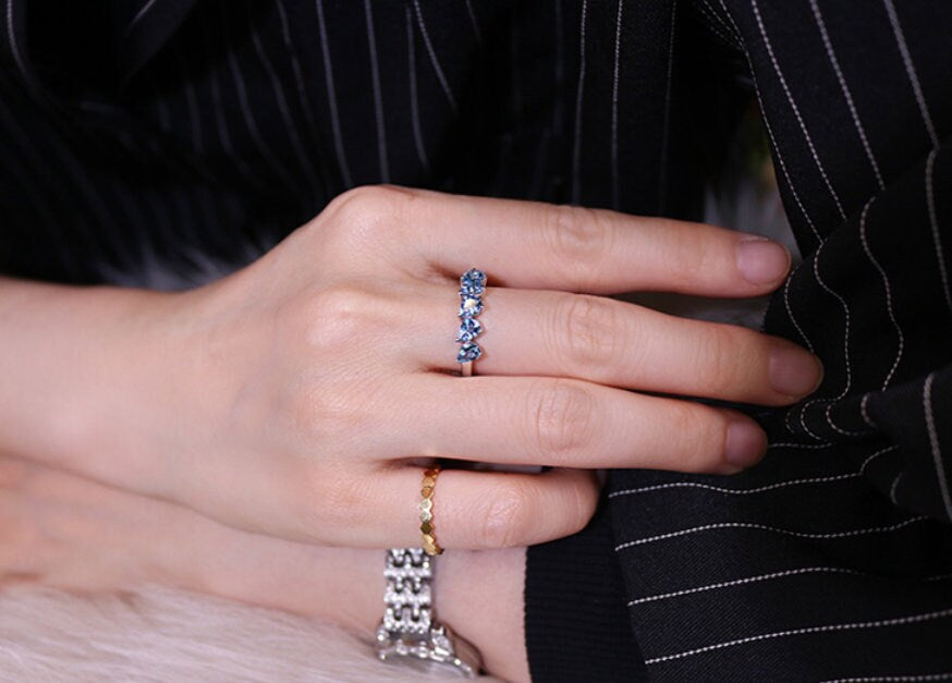 Santa Maria Aquamarine Teardrop Ring - 18K White Gold