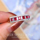 Spinel Pave Set 18K White Gold Ring with Channel Diamonds