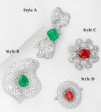Bowknot Design Emerald Platinum 950 Ring with Classic Design
