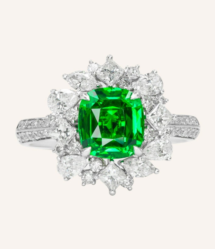 3 Colors + Sri Lanka Sapphire Platinum 950 Ring with Diamonds