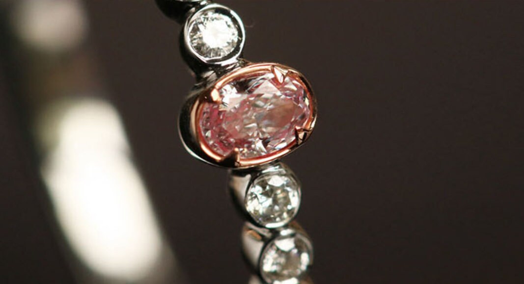 Pink Diamond  White Diamond 18K White Gold Ring - Two Tone Heart Jewelry