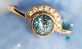 Sky Blue Spinel & Crown Diamond Ring in 18K Yellow Gold