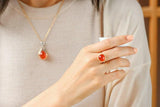 Southern Red Agate Diamond Necklace - 18K Yellow Gold