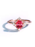 Stunning 1ct Pink Red Spinel Cushion Diamond Ring - 18K Rose Gold