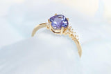 Lavander Tanzanite Ring in 18K Yellow Gold