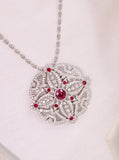 1.01ct Ruby Diamonds Pendant Ring in 18K White Gold