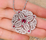 1.01ct Ruby Diamonds Pendant Ring in 18K White Gold