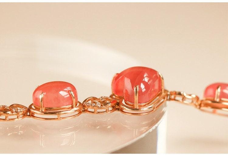21.5ct Rhodochrosite & Diamond Bracelets in 18K Gold