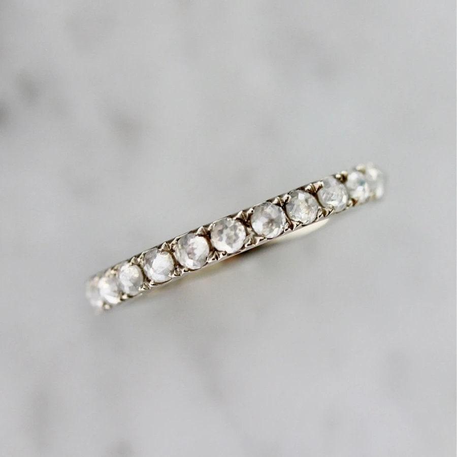 Icy Rose Cut Round Diamond 18K White Gold Ring
