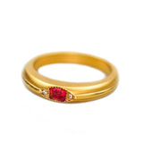 Red Spinel Cushion with Diamond Ring - 18K Yellow Gold