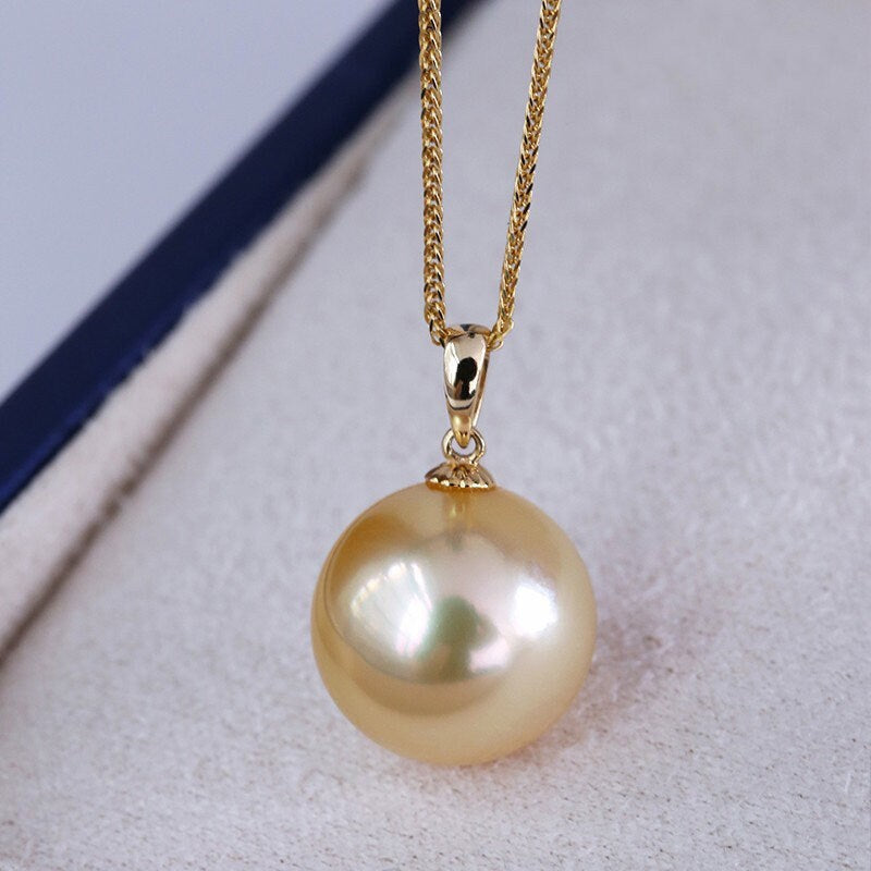 Premium 14mm South Sea Golden Pearl 18K Gold Necklace
