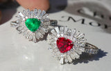 Heart-Shaped Emerald & Diamond Ballerina Ring in 18K Gold