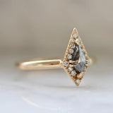 Grey Kite Rose Cut Salt & Pepper Diamond Ring | 18K Yellow Gold Ring | Galaxy Diamonds Ring