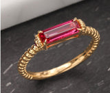 Spinel Baguette Flipping Horizontal Ring - 18K Yellow Gold